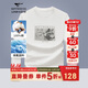 七匹狼長(cháng)袖T恤男士秋季小白t時(shí)尚印花青年打底衫100%棉t男裝百搭衣服