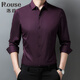 洛茲【加絨加厚】商務(wù)休閑長(cháng)袖襯衫純色簡(jiǎn)約寸衣中年男士冬季保暖襯衣