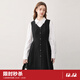 樂(lè )町收腰V領(lǐng)背心裙20千金風(fēng)黑色連衣裙OL外穿無(wú)袖裙 黑色（現貨） M