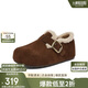 百思圖25冬勃肯鞋雪地靴棉鞋加絨保暖女毛毛鞋單鞋B3047DM5 咖色 38