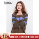 百圖betu冬季新款條紋針織衫柔軟紗線(xiàn)女士毛衣2412T13 彩條紋 XS