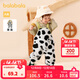 巴拉巴拉兒童套裝男童冬裝女童棉服寶寶背帶褲兩件套加絨 白黑色-斑點(diǎn)狗造型-00319 100