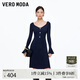 VEROMODA 連衣裙2025秋冬新款喇叭袖口收腰修身A字針織裙優(yōu)雅325446005