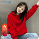 真維斯（Jeanswest）簡(jiǎn)約百搭純色連帽衛衣女冬季2026馬年本命年衣服加絨加厚紅色上衣