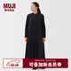 無(wú)印良品（MUJI）女式 法蘭絨 立領(lǐng)長(cháng)袖連衣裙女裝裙子純棉連身裙25年冬季 深藏青色 M (160/84A)