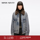MISS SIXTY2025秋季新款牛仔外套女可拆卸毛領(lǐng)搖粒絨內膽寬松短款 復古藍 S