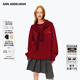 ANN ANDELMAN【章若楠同款】2025新款穿搭假兩件披肩連帽針織毛衣 紅色 XS