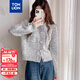 唐獅（TonLion）2025秋季新款小香風(fēng)開(kāi)衫外套女圓領(lǐng)短款甜美韓系灰色毛衣