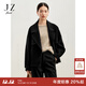玖姿（JUZUI）商場(chǎng)同款女裝毛呢外套純羊毛雙面呢短款大衣女冬季 素黑 M