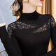 梵米興2026春冬季半高領(lǐng)蕾絲打底衫女內搭洋氣百搭修身長(cháng)袖時(shí)尚女裝上衣 黑色蕾絲 XL 建議105-120斤