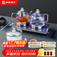 友家鋪子（Biooner）全自動(dòng)底部雙上水電熱燒水壺玻璃燒水器家用辦公茶臺茶桌一體嵌入式電茶爐茶具套裝 輕奢銀三合一