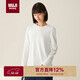 無(wú)印良品（MUJI）女式 雙羅紋編織 圓領(lǐng)長(cháng)袖T恤 白色 L