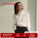 EP雅瑩2025秋裝新款女裝 復古通勤荷葉邊立領(lǐng)白色棉襯衫2230A 白色 M