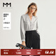 麥檬MM商場(chǎng)同款24秋新品法式極簡(jiǎn)小香風(fēng)緞面桑蠶絲襯衫5F8123071 淺灰 M