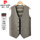 皮爾卡丹羽絨馬甲男內穿羊毛坎肩冬季中老年爸爸冬裝修身顯瘦保暖背心開(kāi)衫
