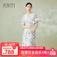菲妮迪（FINITY）【天然真絲】連衣裙夏季新款100%桑蠶絲印花裙子女 杏底印花 L