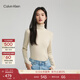 Calvin KleinJeans秋冬女士休閑通勤簡(jiǎn)約ck刺繡舒適羊毛混紡打底針織衫毛衣 ACF-米白色 XS