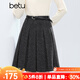 百圖（betu）女裝2025年冬季新款半身裙高級感亮片百褶裙A字短裙裙子女2511T64 深灰 L