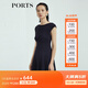 PORTS寶姿商場(chǎng)同款新品女裝氣質(zhì)純色修身短袖連衣裙LL8N021RWE005 丈青 L (8)