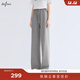 伊芙麗（eifini）【早八神褲】蔣欣代言品質(zhì)顯瘦拖地長(cháng)褲2025春季新款褲子小個(gè)版 淺灰 小個(gè)子版 S 80-105斤