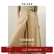 納薇（naivee）春夏季新款休閑時(shí)尚不對稱(chēng)高腰背帶減齡兩穿寬松闊腿褲女 駝色 M 165/70A