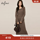 伊芙麗（eifini）蔣欣代言氣質(zhì)修身顯瘦豎坑條針織裙女冬裝新款流行套裝 咖啡 套裝 M 160/84A/