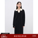 自巧小個(gè)子灰色polo針織連衣裙女秋冬2024新款韓系長(cháng)袖寬松毛衣裙 黑白拼 S (3碼)