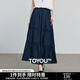 初語(yǔ)法式波點(diǎn)拼接A字半身裙 女2025夏季新款松緊腰中長(cháng)層次花邊裙 藏青底藍點(diǎn)【預售5/19】 L