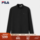 FILA 斐樂(lè )官方男子針織長(cháng)袖衫2025冬季新款時(shí)尚休閑半拉鏈基礎長(cháng)T 正黑色-BK 3XL 190/108A/XXXL
