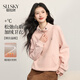 熙世界（sllsky）松弛感加絨加厚衛衣冬季寬松慵懶半拉鏈立領(lǐng)無(wú)帽套頭上衣 云霧粉 M