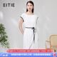 愛(ài)特愛(ài)（EITIE）簡(jiǎn)約撞色包邊收腰圓領(lǐng)連衣裙寬松顯瘦時(shí)尚夏新款女裝7007716 亮白10 L 165