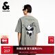 杰克·瓊斯（JACK&JONES）男裝25年棉質(zhì)涼感短袖T恤男士夏季潮流寬松卡通熊貓印花半袖t恤 E05灰綠色 M 175寬松版，建議拍小一碼