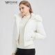 Mrdiane wei冬季毛領(lǐng)休閑百搭羽絨棉服女連帽短款保暖棉衣外套 白色 L
