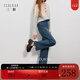 三彩2025冬季新款高腰牛仔褲休閑褲一體絨磨毛直筒褲九分褲M(mǎn) 晴空藍 L 165/72A 165/72A