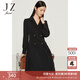 玖姿（JUZUI）西裝領(lǐng)連衣裙女裝秋款職業(yè)通勤OL風(fēng)泡泡袖雪紡裙子 素黑 S