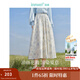 茵曼（INMAN）亞麻歐若風(fēng)薄款植物碎花半身裙女裝2025年夏季新品a字中長(cháng)傘裙子 白底藍花 L