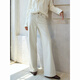 CHOUMEI HOMEJiJi Choumei白色直筒闊腿加絨牛仔褲女冬寬松窄版拖地休閑長(cháng)褲 米白 現貨 XS