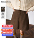 Olrain歐芮兒2025新款女秋季小個(gè)子高腰a字顯瘦休閑闊腿褲短褲 棕色 M