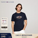 Tommy Hilfiger春夏男裝順滑絲光棉休閑重工徽章刺繡合身打底短袖T恤上衣 藏青色DW5 L （推薦：150-165斤）