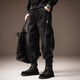 貴色高端美式復古工裝牛仔褲子男2025冬季新款寬松哈倫束腳休閑長(cháng)褲男 黑色 L  適合120-140斤