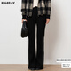 軒日（HIGH DAY）高腰顯瘦喇叭褲女秋冬款休閑直筒褲女裝褲子西裝褲 黑色【高個(gè)版本165-175】 M