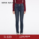 MISS SIXTY2025冬季新款含羊絨牛仔褲女雙扣腰顯瘦修身小腳鉛筆褲 中深藍 28
