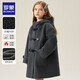 羅蒙女童加棉呢子大衣秋冬款中大童五角星牛角扣中長(cháng)款外套 深灰色150