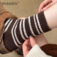 莫代爾羊毛條紋襪子女中筒襪秋冬加厚保暖配勃肯鞋羊絨堆堆長(cháng)襪