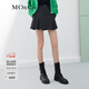 MO&Co.運動(dòng)風(fēng)橡筋高腰拼接壓褶A字半身裙短裙設計感裙子JK風(fēng)摩安珂 炭黑花灰色-第2批 S 160