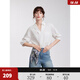 ELLE法式白色優(yōu)雅V領(lǐng)襯衫女2025夏新款簡(jiǎn)約時(shí)尚通勤別致襯衣小衫 白色 S