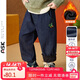 ASK JUNIOR兒童男童褲子冬裝新品薄絨保暖束腳褲小童牛仔褲