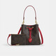 蔻馳（COACH）經(jīng)典標志ROWAN 21老花斜挎水桶包手提單肩包CCD77 深棕配紅