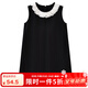 哈齒哈齒童裝夏季兒童花邊領(lǐng)黑色針織背心裙女童無(wú)袖連衣裙簡(jiǎn)約洋氣 黑色 170