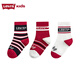 Levi's【3雙裝新年紅襪】李維斯兒童襪子男童馬年秋冬季寶寶短襪女 薩里紅 9-12歲